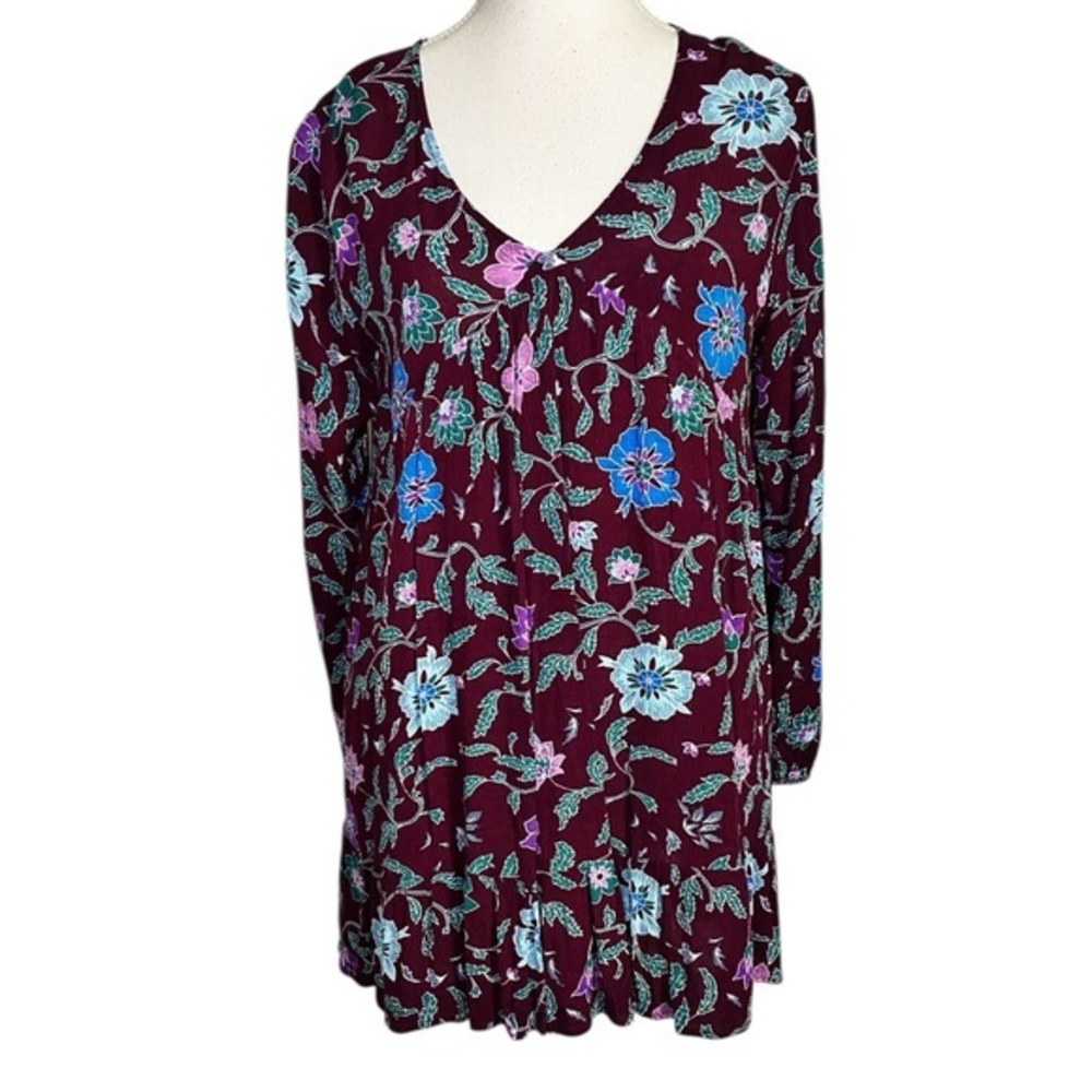 Love Riche Purple Floral Long Sleeve Tunic
